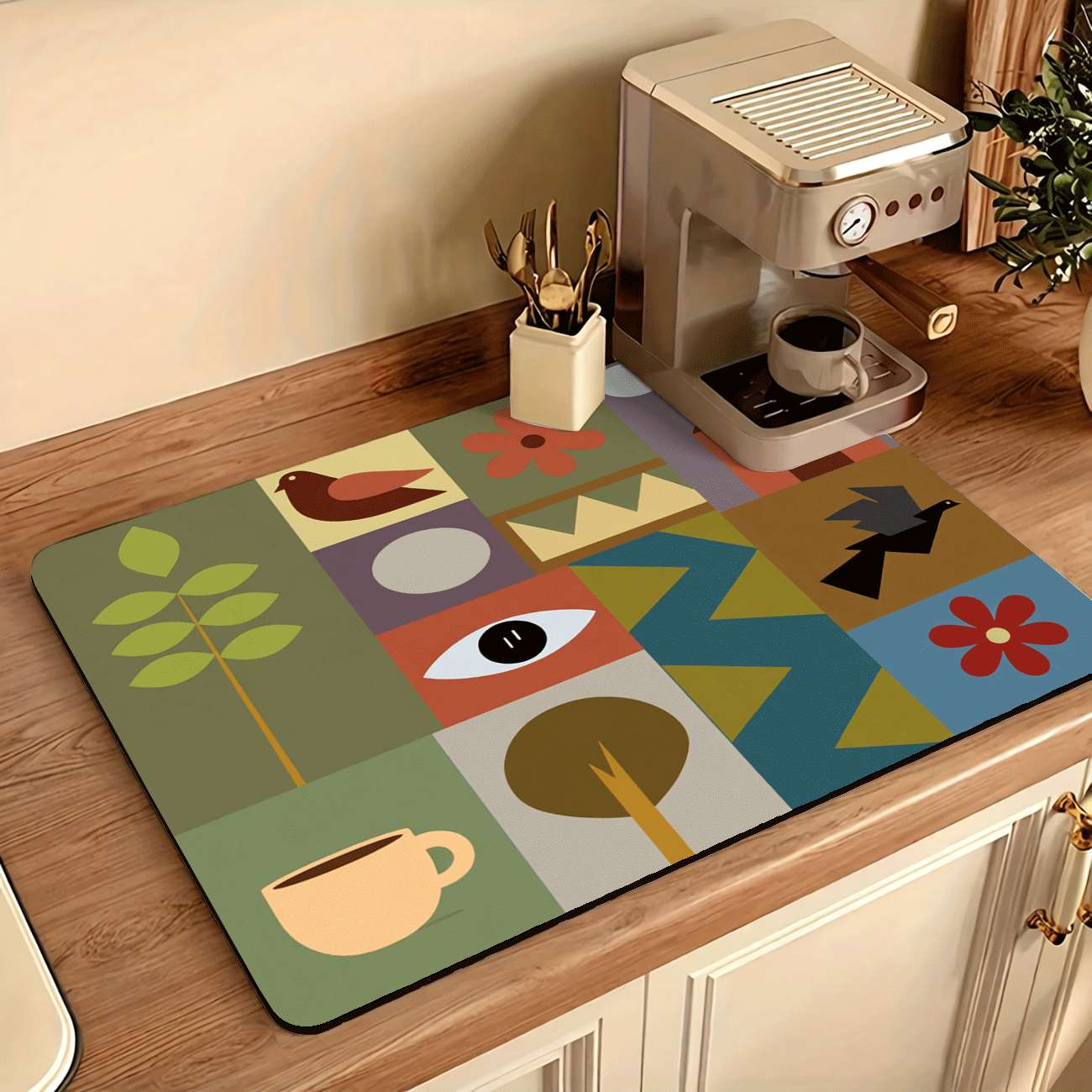 Mid-Century Modern Geometric P - Bar Mat Rubber ulasan dan harga
