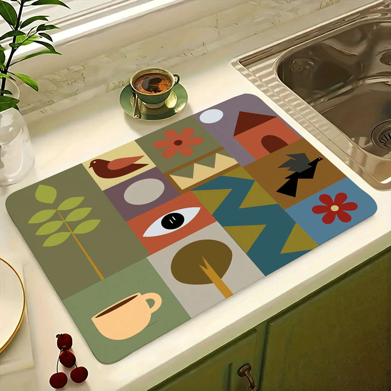 Mid-Century Modern Geometric P - Bar Mat Rubber ulasan dan harga