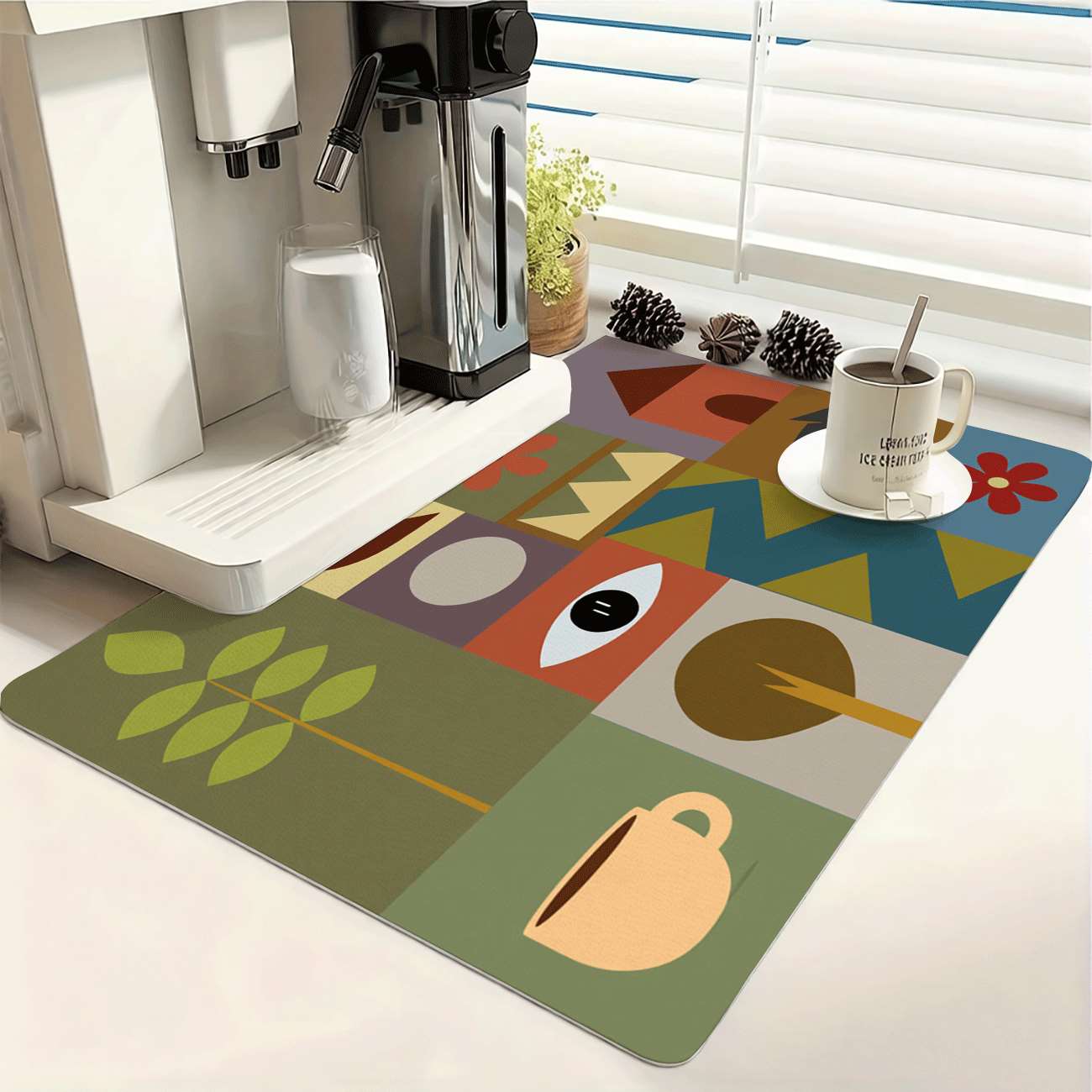 Mid-Century Modern Geometric P - Bar Mat Rubber ulasan dan harga